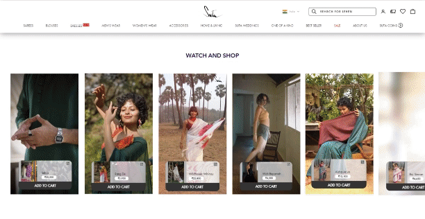 Suta.in with Whatmore Shoppable videos 