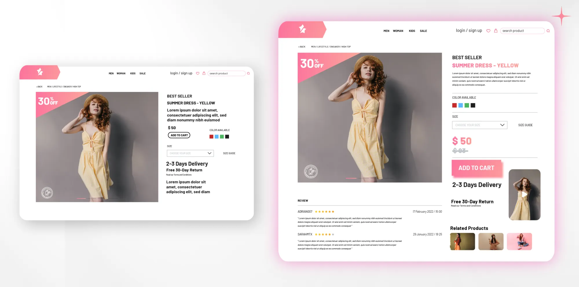 A product detail page with a clean, easy-to-navigate layout, allowing customers to quickly find information without feeling overwhelmed, compared to a cluttered page with disorganized content that makes browsing difficult.