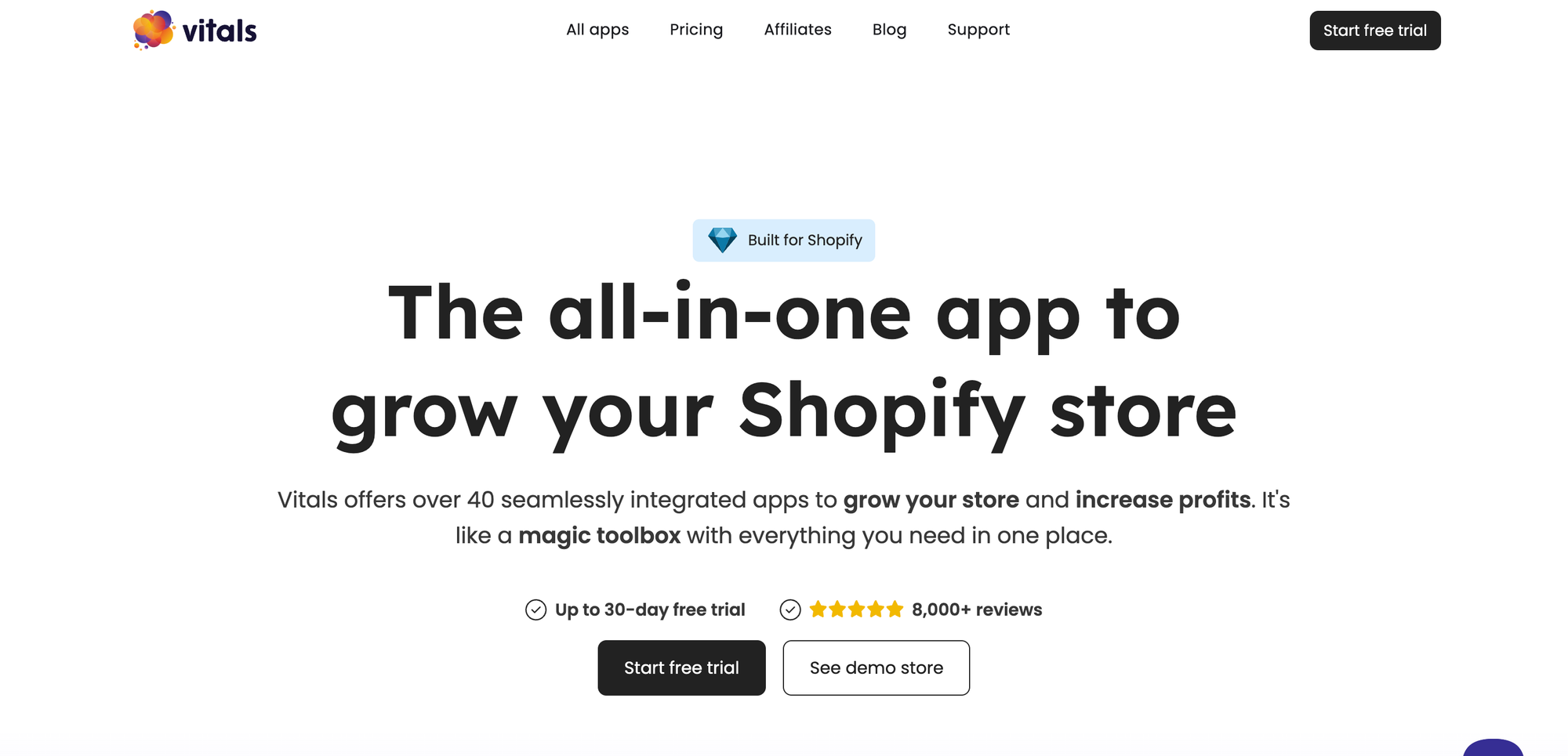 Vitals app for Shopify is a suite of many marketing tools to improve conversion