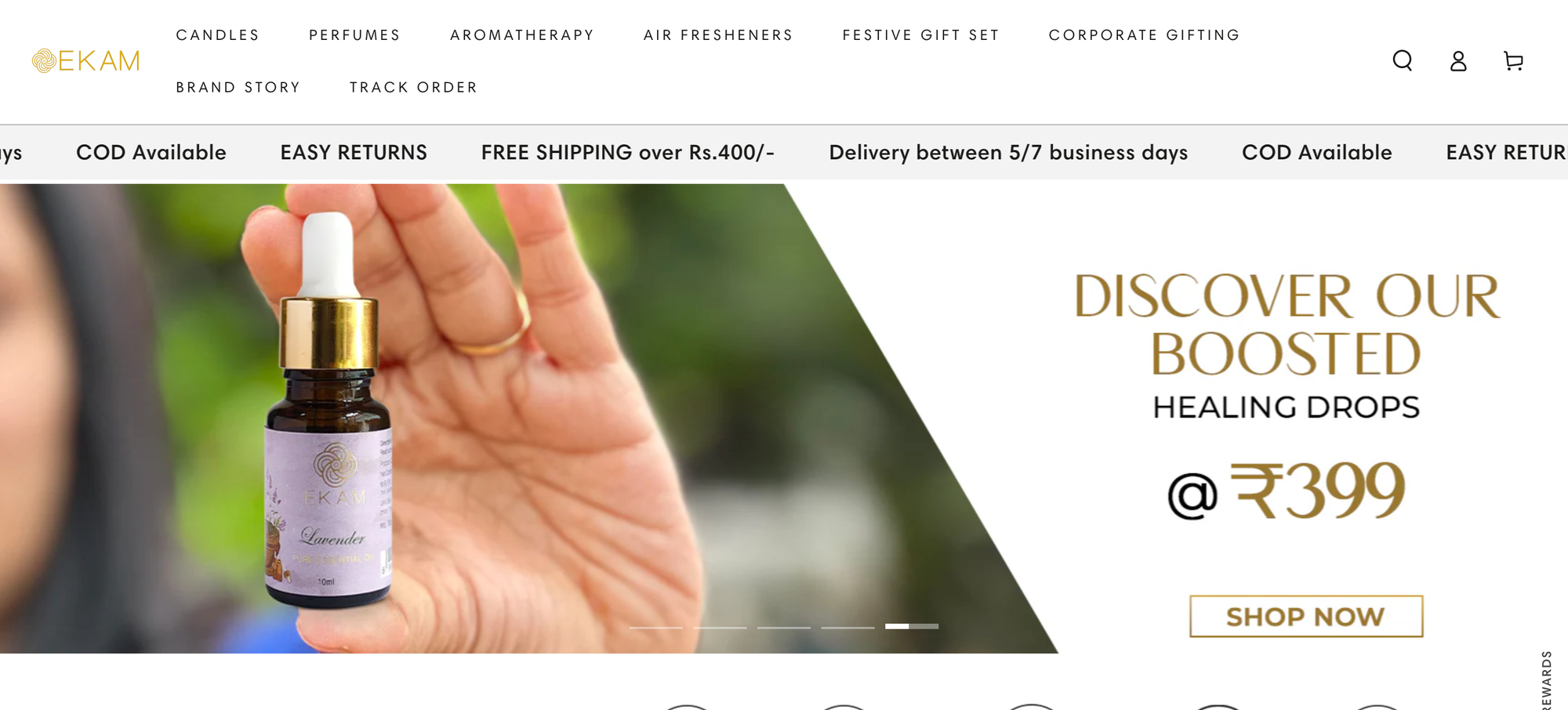 Ekam is a great shopify website example for Homeware products, building trust and authenticity