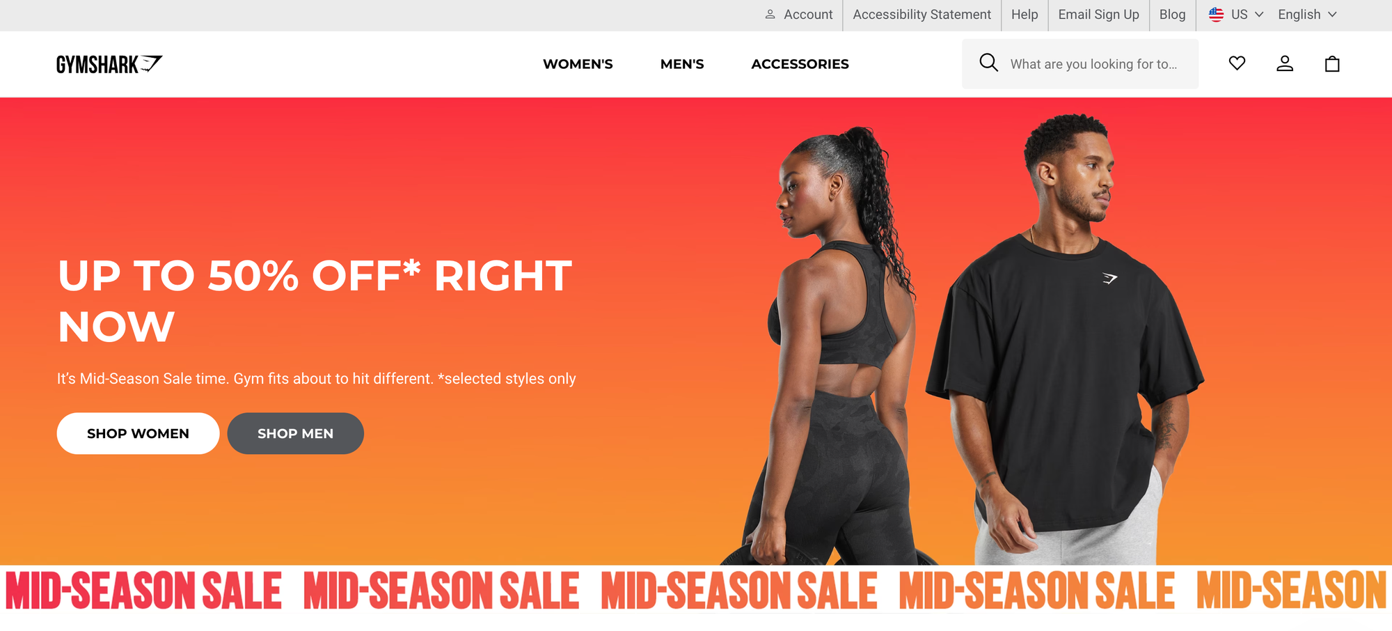 Gymshark Store is a great shopify website example to learn from