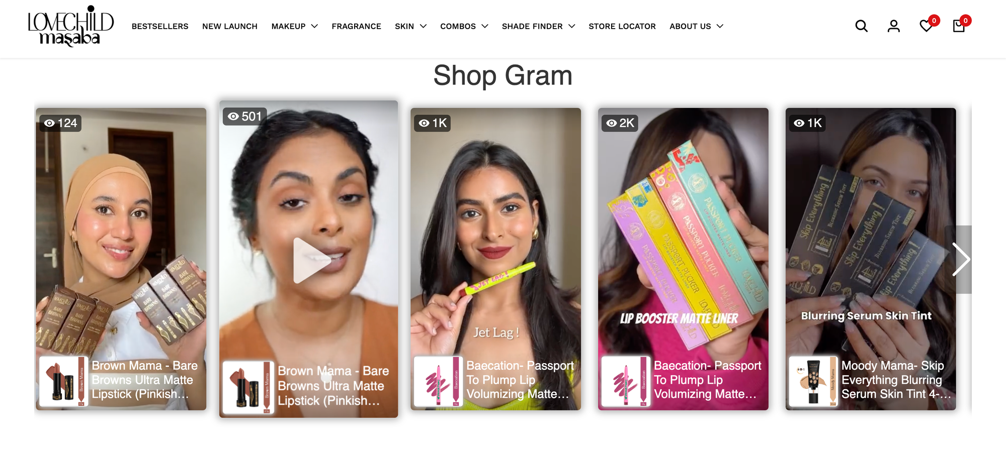 Lovechild by Masaba is a bold and vibrant shopify website example