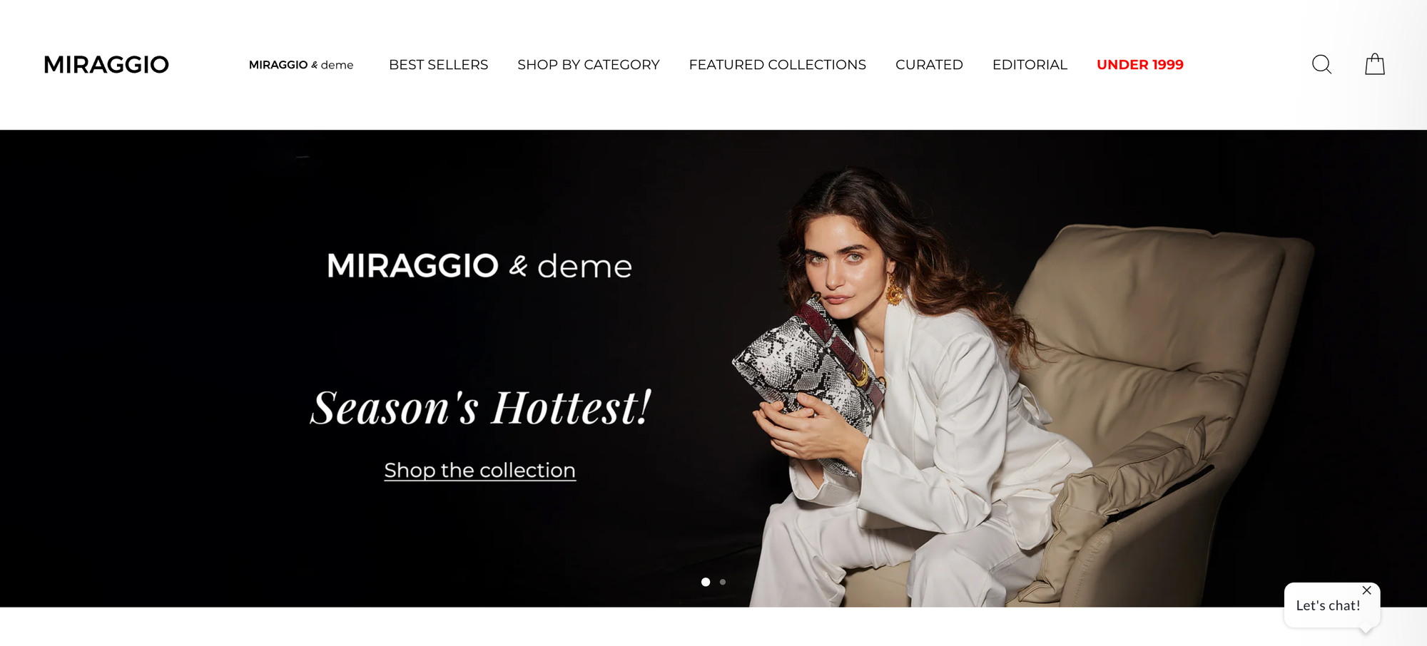 Miraggio creates fomo with their designs and is a prime shopify website example