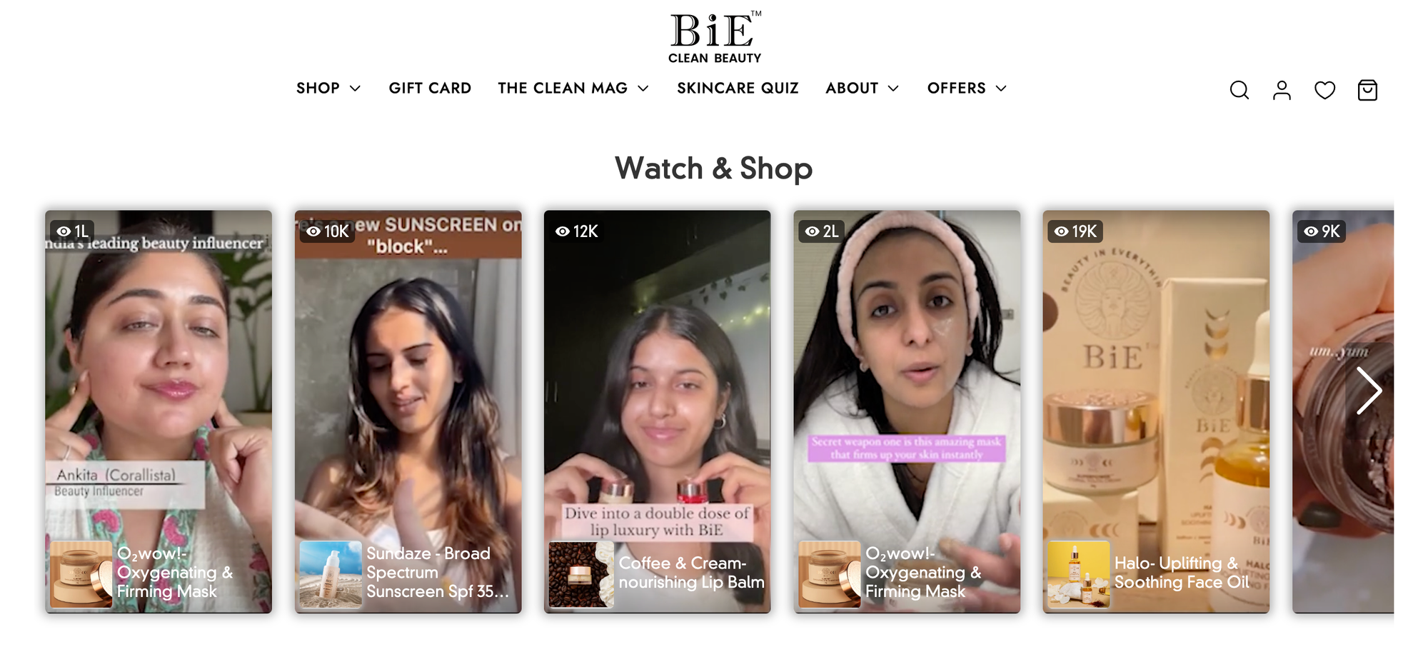 Beauty by Bie - shopify website example of how to do personal care the right way