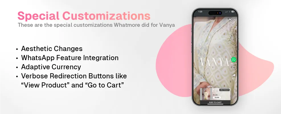 WhatsApp chat shoppable video case study customizations
