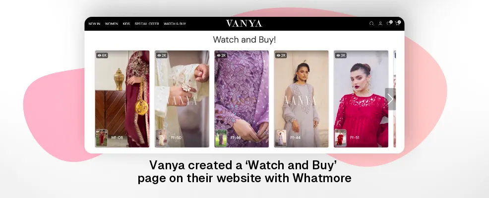 Vanya's watch and buy shoppable page