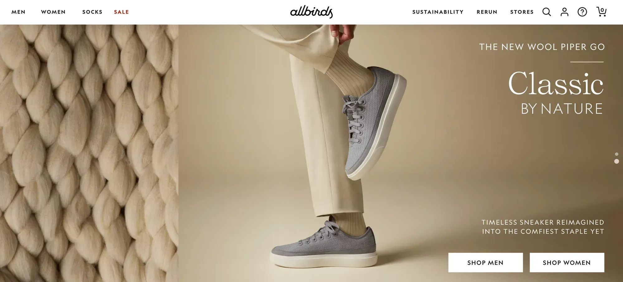 Allbirds is one of the minimalistic and classy Shopify website examples